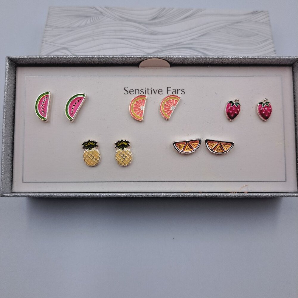 Fruit Set Of Enamel Earrings For Sensitive Ears Y2K Whimsical 90s Spring Summer